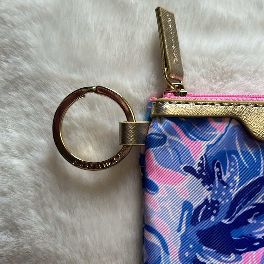 NWT Lilly Pulitzer ID Case/Wallet- Pink & Blue w/Gold Accents - Picture 3 of 5